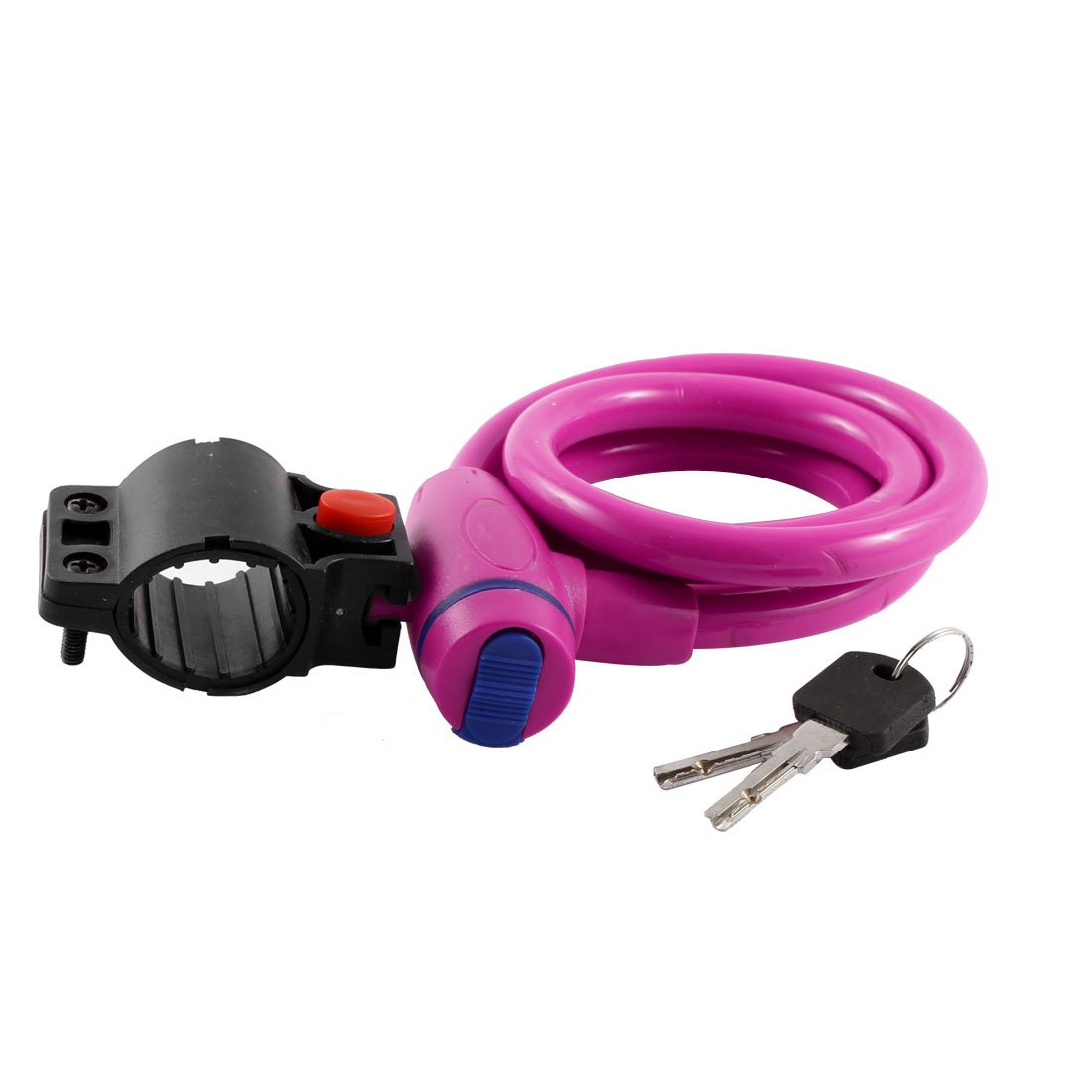 Aexit Pink Bicycle Bike Locks Safeguard Steel Wire Inside Locking Lock 1.2m Length w U-Locks 2 Key