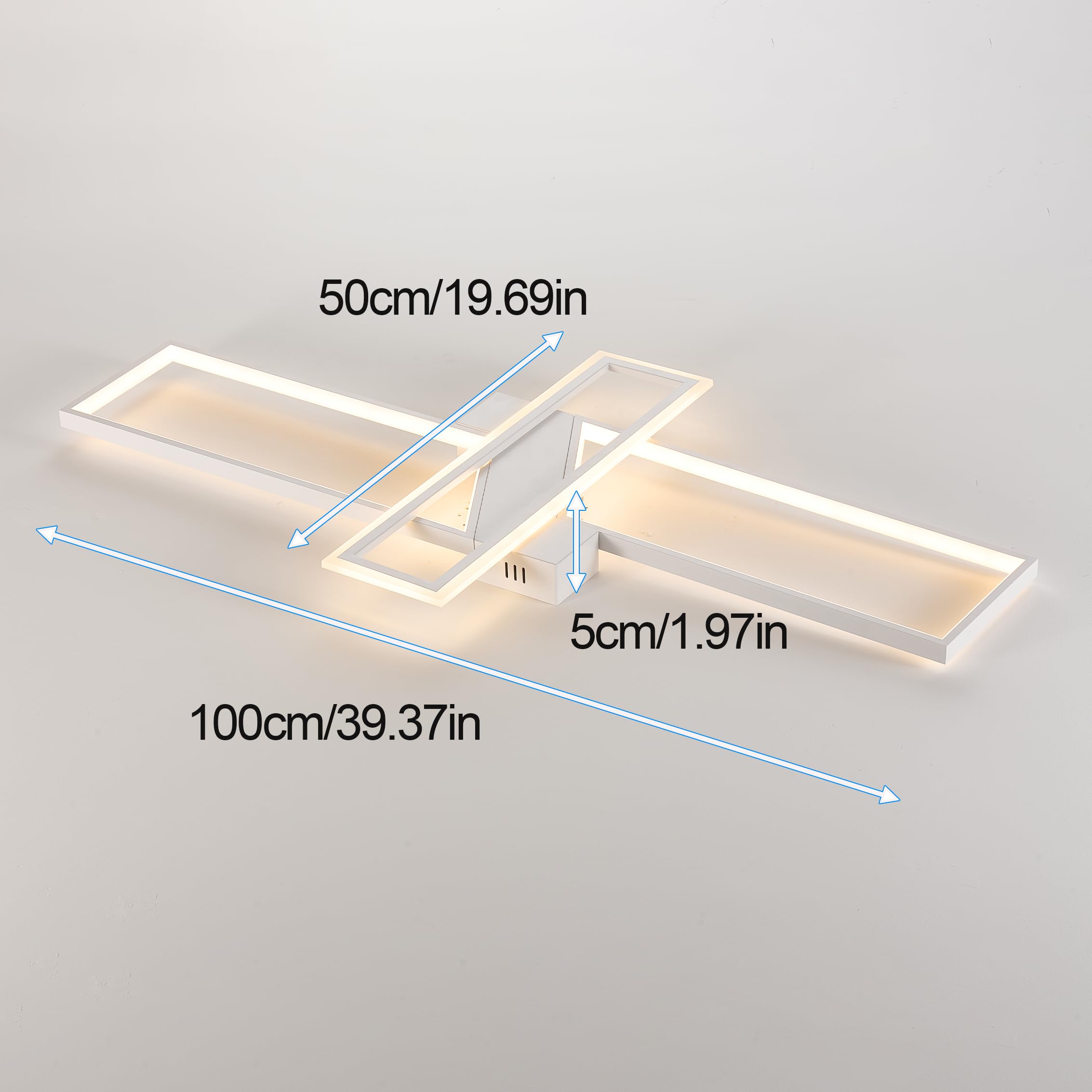 LED Deckenleuchte Dimmbar Wohnzimmer Deckenlampe mit Fernbedienung APP, 3000K-6000K, 74W Weiß Wohnzimmerlampe Schlafzimmer Lampe Rechtecke Modern Deckenbeleuchtung Nachtlicht und Timerfunktion