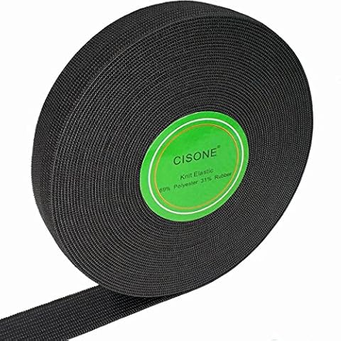 CISONE Knit Elastic 3/4 Inch Wide Black Heavy Stretch High Elasticity Knit Elastic Band 10 Yards Cover