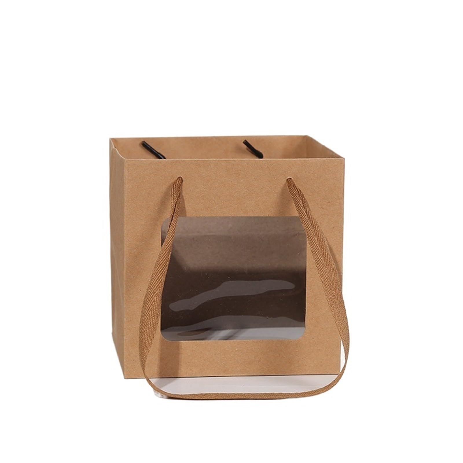 papiertüten 12 Stück Kraftpapiertüten | Verpackung Farbe Handtasche Kuchen Aufbewahrung wiederverwendbarer Beutel mit Fenster(Kraft paper,25x25x25cm)