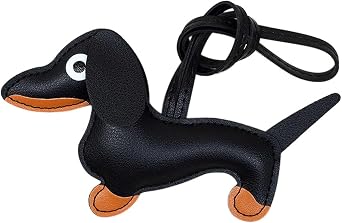 Leather Dachshund Bag Pendant Cute Dog Shaped Keychain Handmade Stuffed Puppy Bag Charm for Women Men