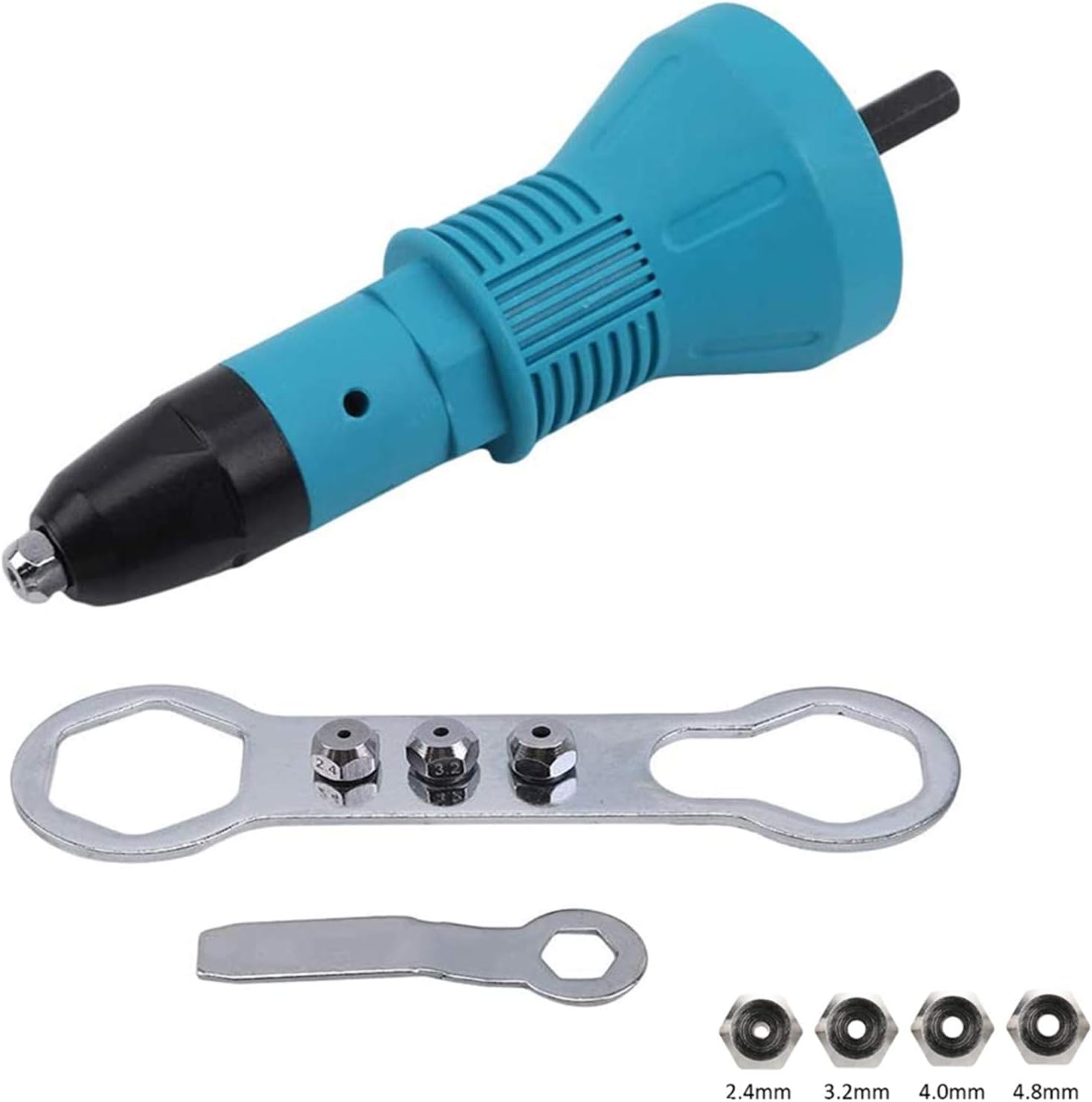 Rivet Gun for Cordless Drill Electric, 4EVERHOPE Electric Drill Tool Kit Riveter Adapter Insert Nut Hand Power Tool Accessories (Blue,8mm)