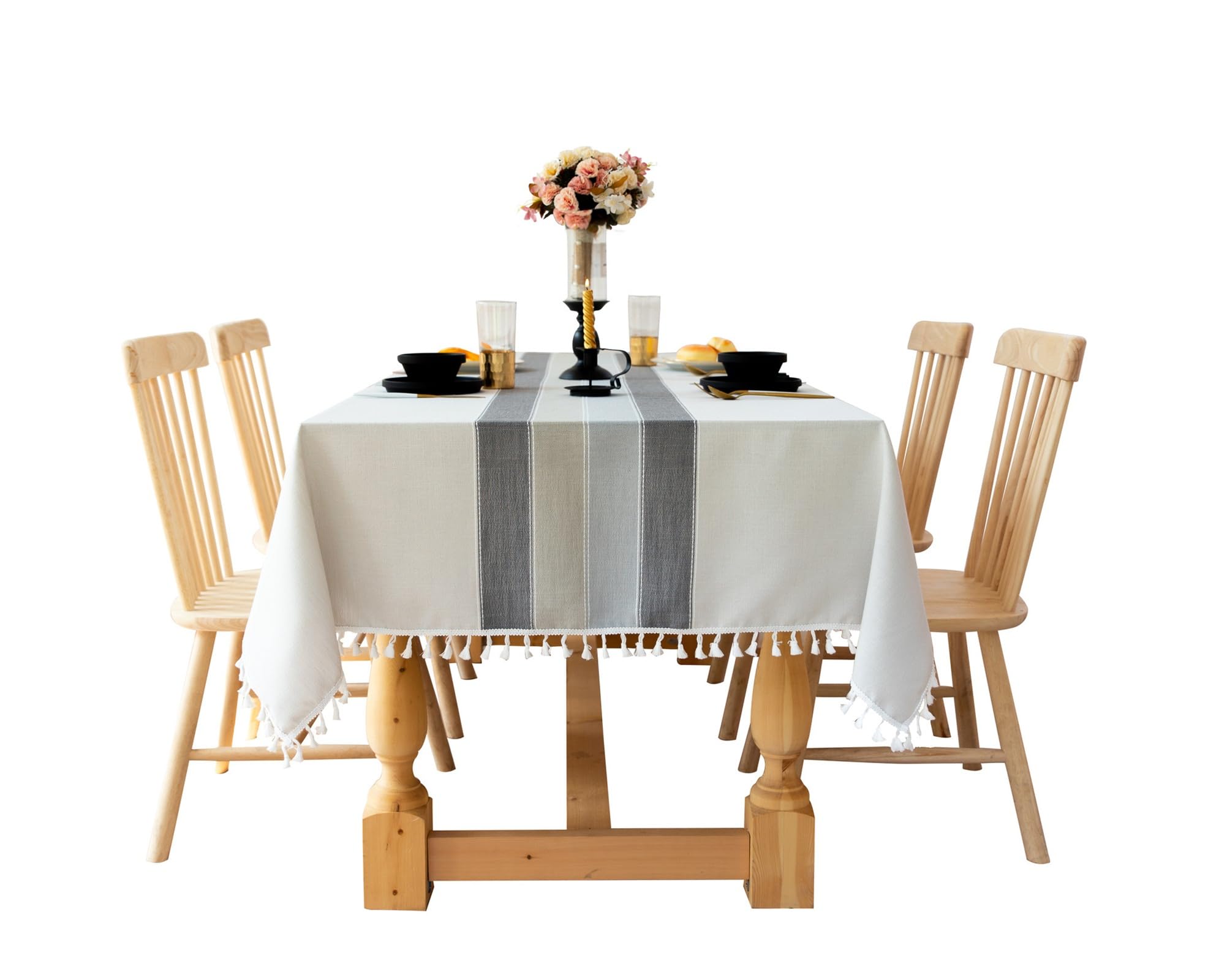 Daesar - Mantel Mesa Rectangular Moderno,Manteles de Mesa Poliéster Empalme de Color Sólido con Borlas Mantel Gris Antimanchas,140x180CM(71x55Inch)