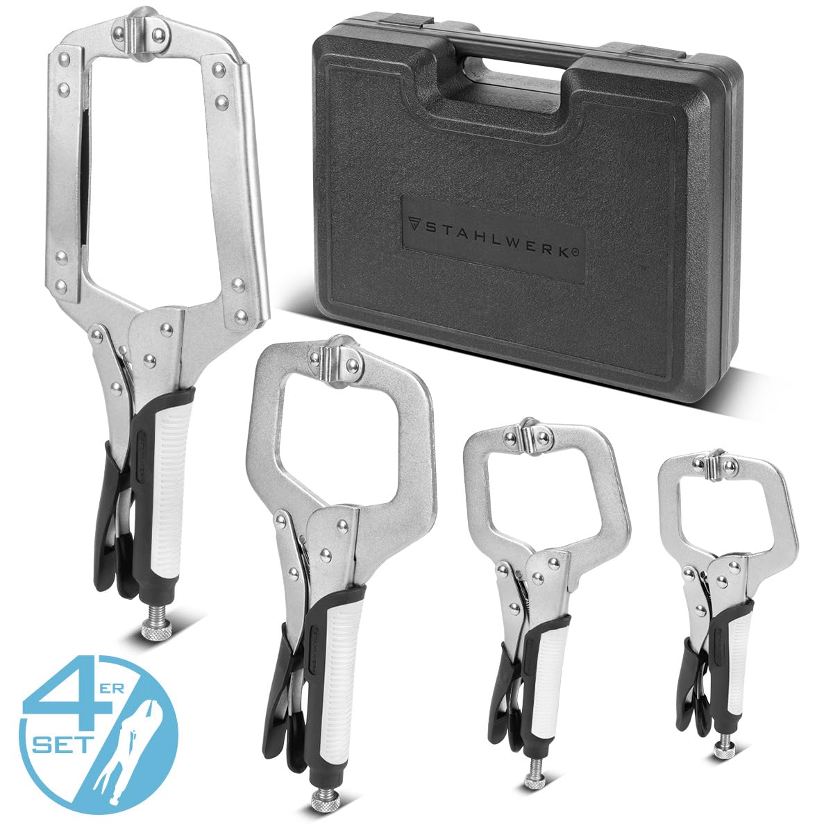 STAHLWERK Gripzangen Set 4-teilig C-Form 6 bis 14 Zoll