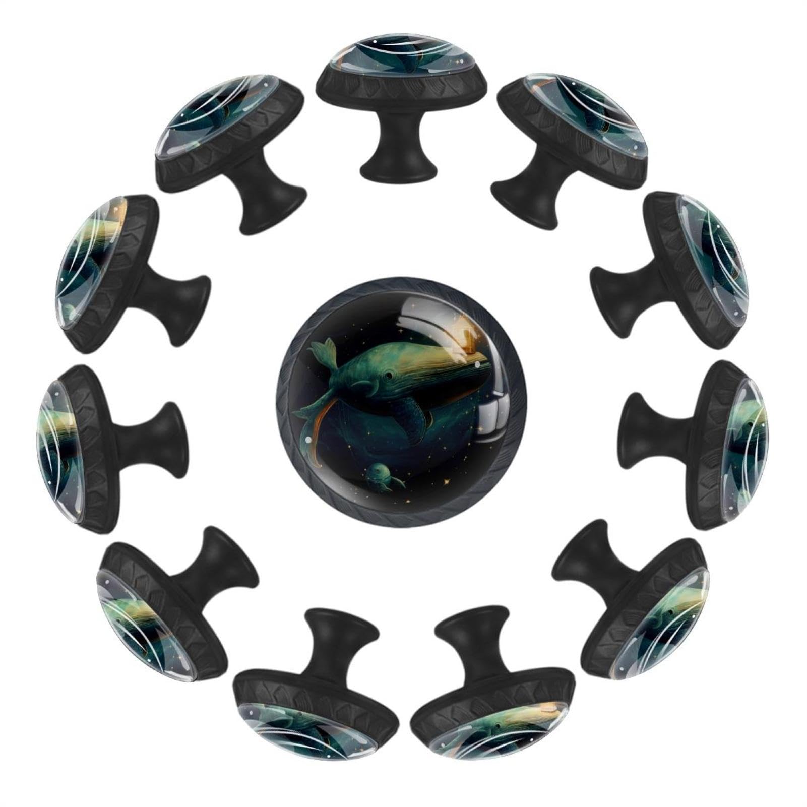 Boutons de tiroir baleine galaxie en cristal lot de 12 pour meuble enfant