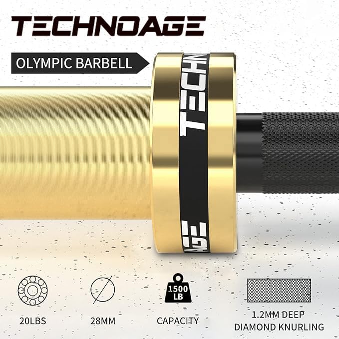 Miniatura 3 de Barra olímpica de 7 pies, capacidad de 1500 libras, barra olímpica de 45 libras, carga de barra olímpica de cromo sólido (placa de 2 pulgadas) para