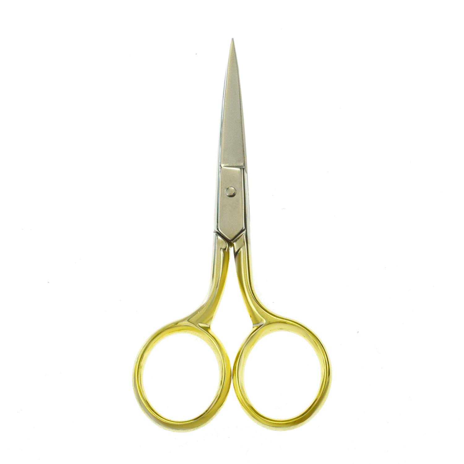 MotanarProfessional Grooming Scissors for Personal Care Facial Hair Removal and Ear Nose Eyebrow Trimming Stainless Steel Fine Straight Curved Tip Scissors 3.5” Golden (Straight Point)