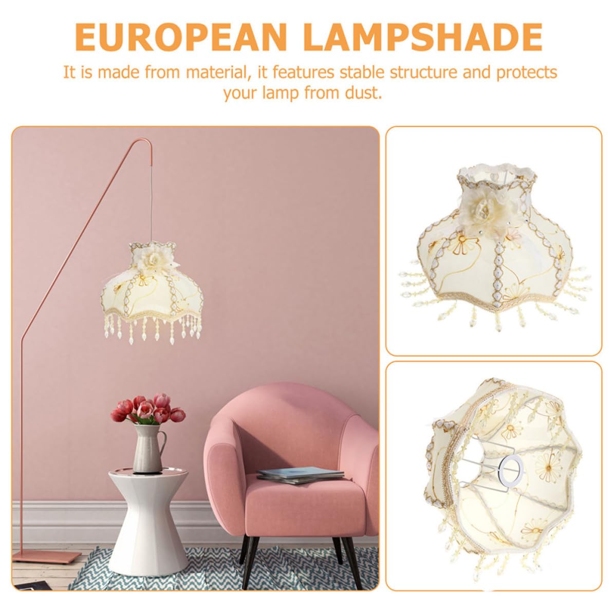 Beiger Retro Lampenschirm im Europäischen Stil für Tischlampe