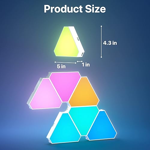 Miniatura 5 de Luces triangulares, luces LED triangulares para pared con control inteligente de aplicación Wifi, diseño de bricolaje, sincronización de música,