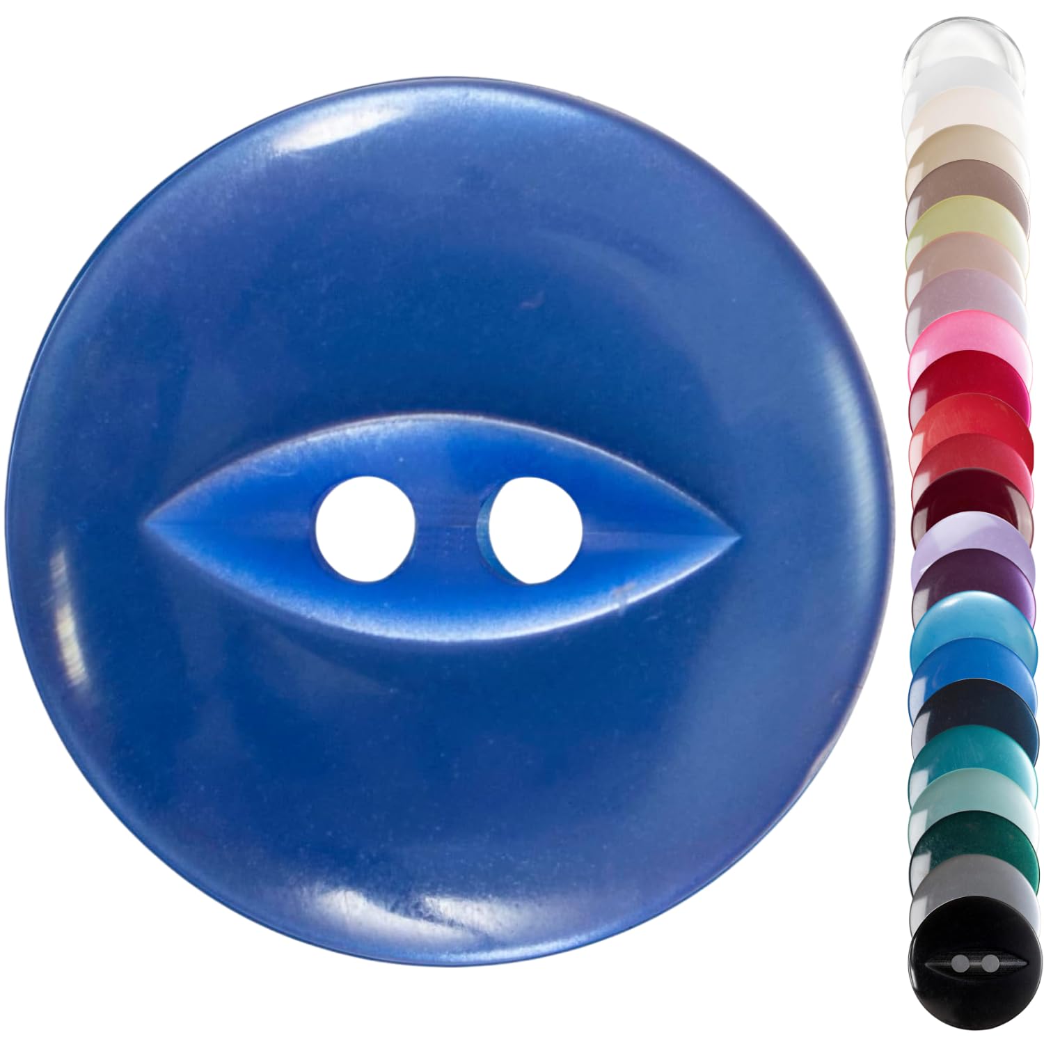 Royal Blue Knitwear Cardigan Buttons, 16mm Fish Eye, Pack of 10 Matching