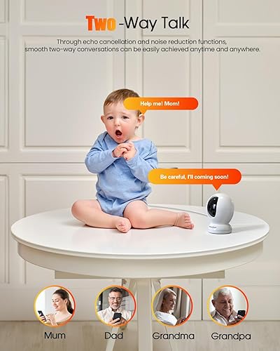 Miniatura 8 de usogood Cámara interior de 2.5 K para seguridad en el hogar, cámara para mascotas de 360  para interiores con aplicación de teléfono, compatible con