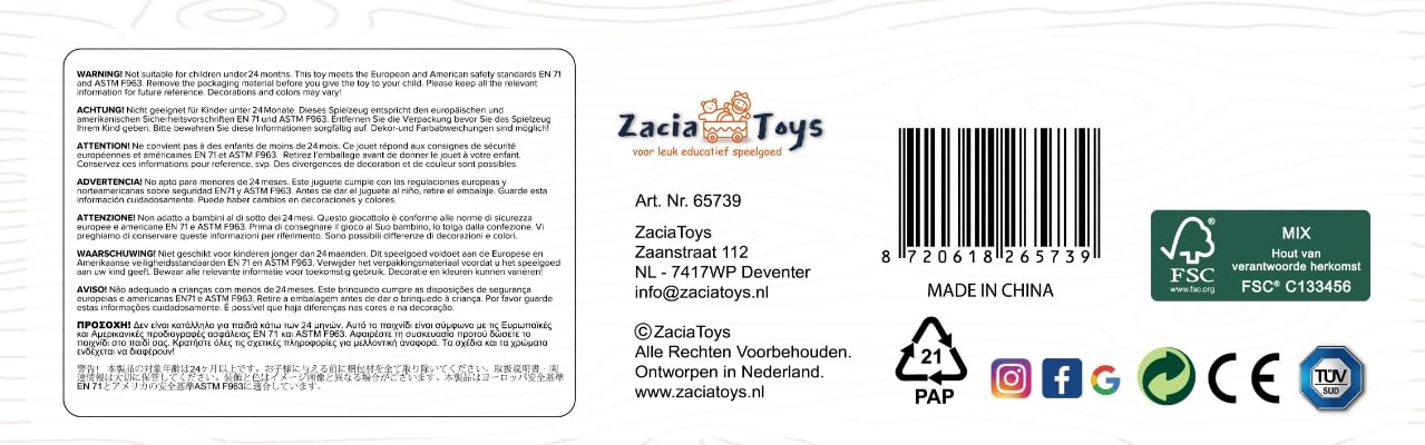 Zacia Toys Holz Aktivitätstisch für Kleinkinder | Pädagogischer Spieltisch mit Perlenbahn, Zahnräder & Zug – Montessori Spielzeug für Kinder