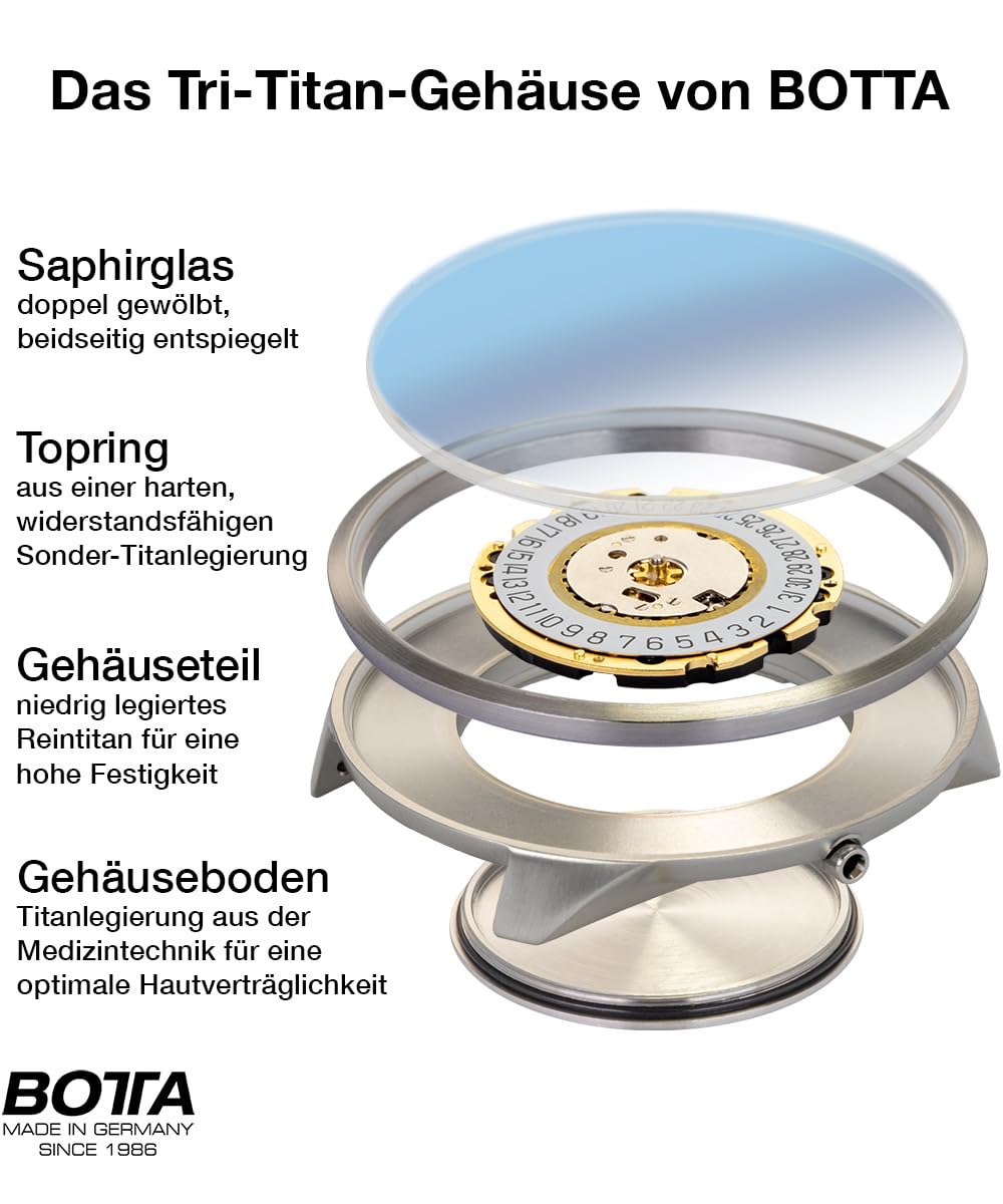 botta 24-godzinny zegarek z jedną wskazówką męski szwajcarski mechanizm kwarcowy ze skórzaną bransoletką UNO 24 (40 mm)