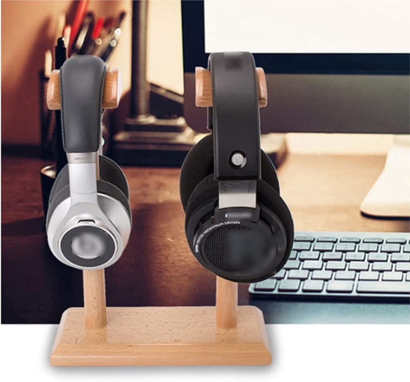 Supporto per Cuffie Supporto per auricolari Doppio Supporto Per Cuffie Supporto Per Cuffie In Legno Massello Naturale Semplice E Generoso Supporto Cuffie Supporto per cuffia ( Blue : Beech , Size : 8.