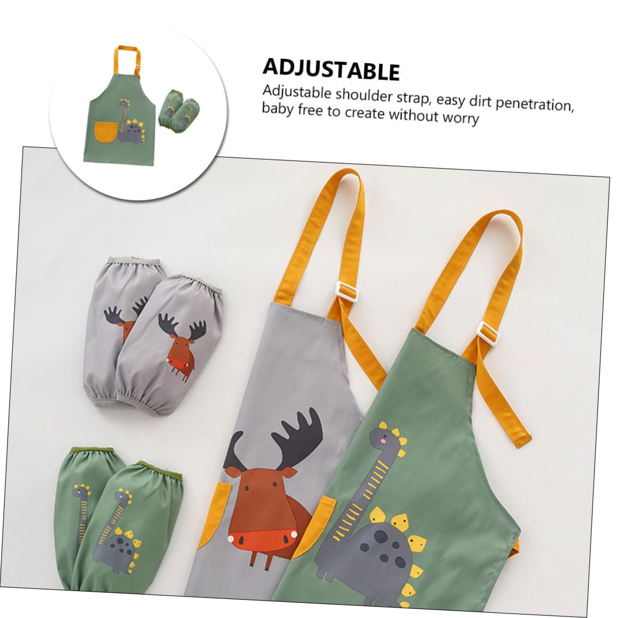 Toyvian 3 Set Di Grembiuli Per Bambini Design Verde Per Bambini Per Dipingere Per Studenti Per Dipingere Per Neonati Facili Da Pulire.