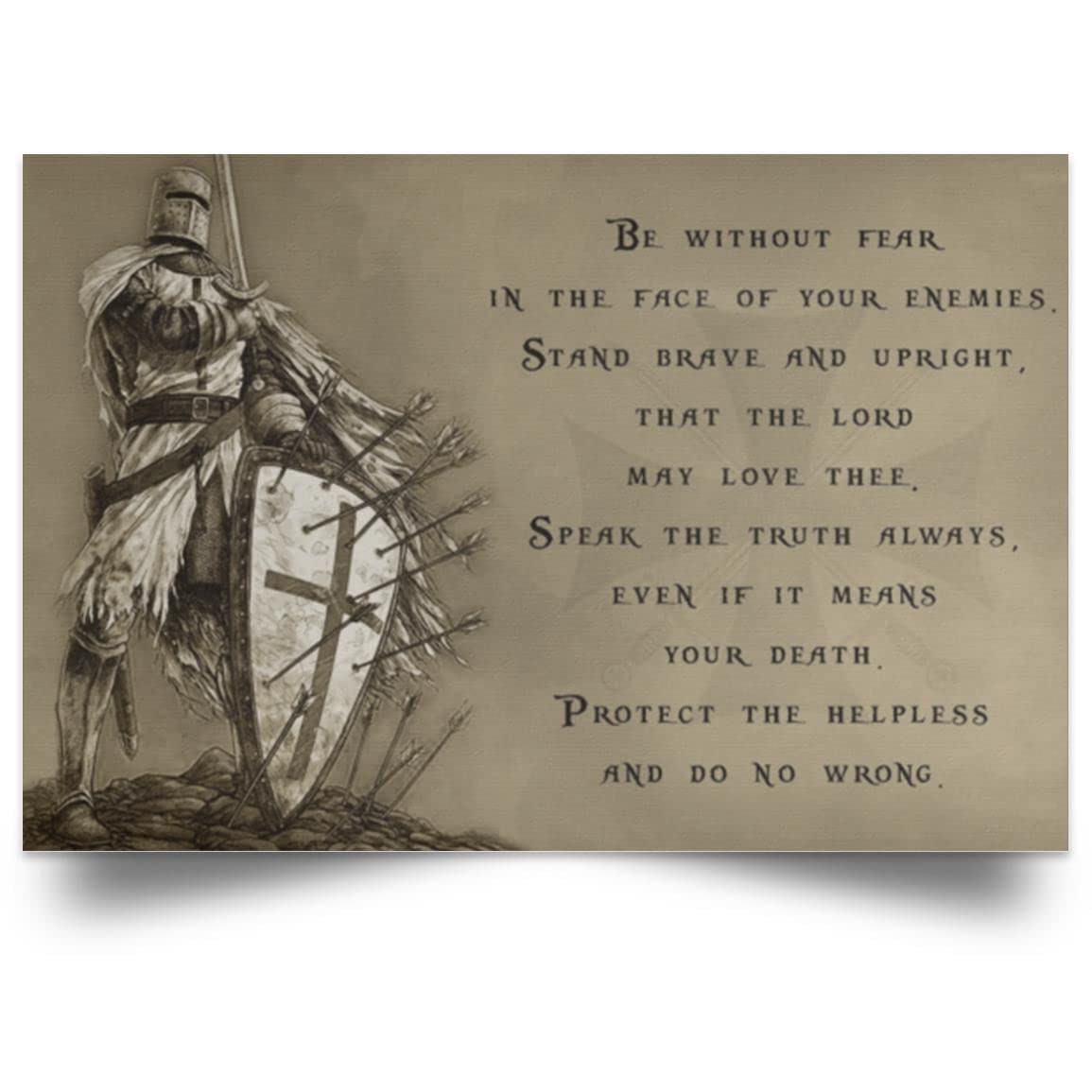 Kueprae A186 Metal Tin Retro Sign Knight Templar Be Without Fear Poster Motivation Quote Saying Wall Art Home Deco Vintage Metal Tin Signs Home Bar Shop Decorations Coffee Sign Gift 8X12 Inch