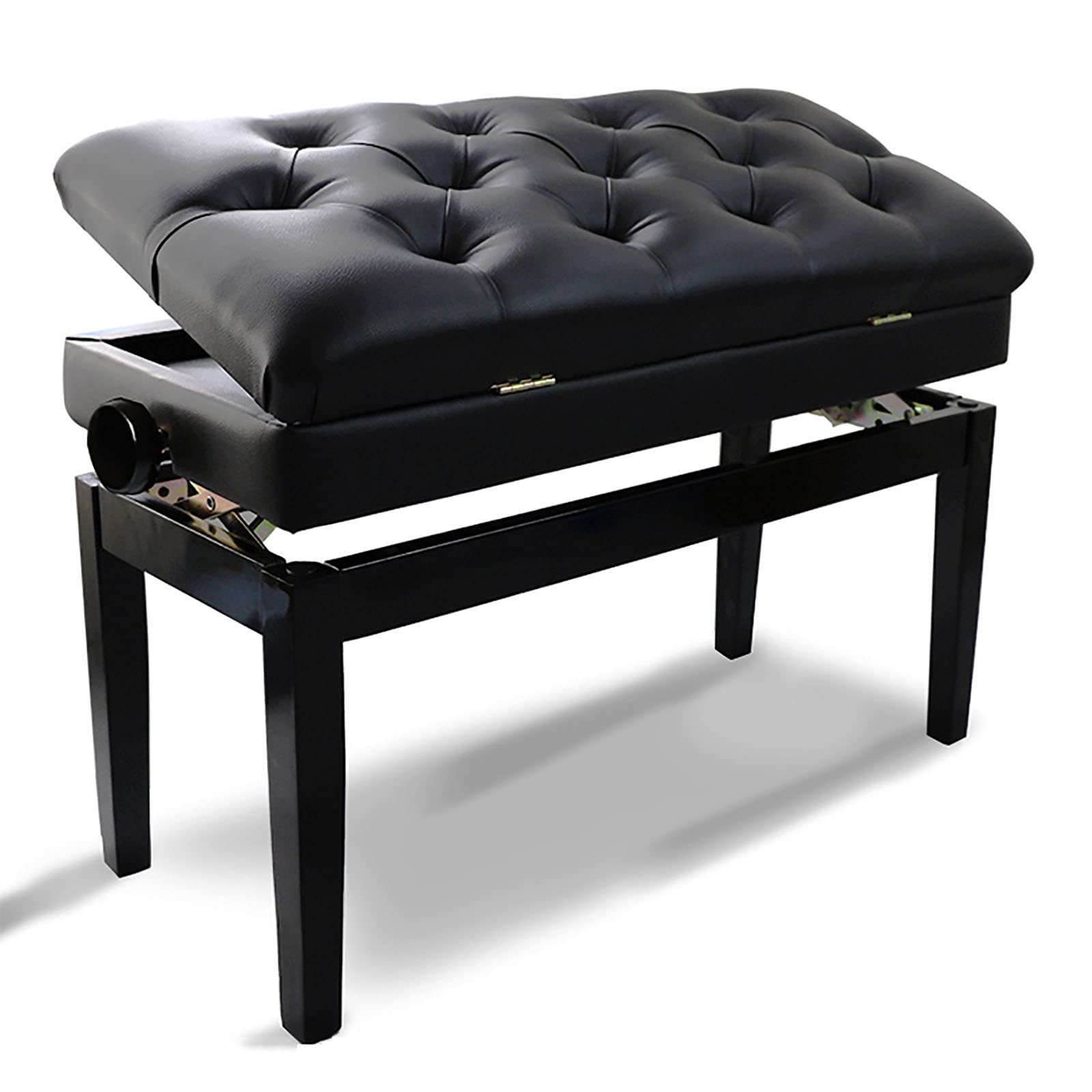 RWRAPS Deluxe Piano Bank Duet Keyboard Hocker Klavierhocker aus Massivholz 10 cm höhenverstellbare Bänke, 82 x 36 x 50–60 cm (schwarz)