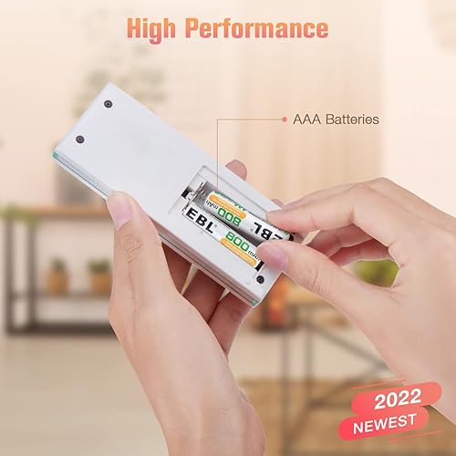 Miniatura 6 de EBL - Baterías recargables AAA con cargador, paquete de 8 baterías triple A, batería recargable NiMH de 800 mAh con cargador de batería inteligente