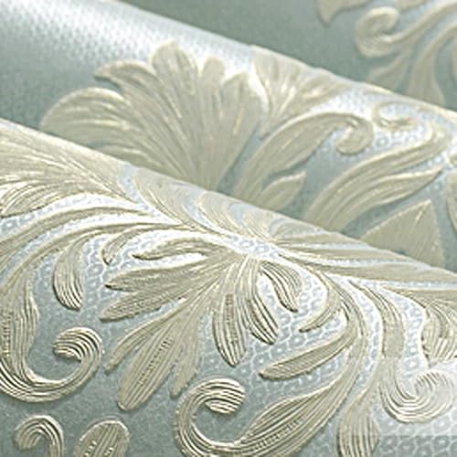 Miniatura 6 de Papel tapiz victoriano de damasco en relieve para despegar y pegar para dormitorio, baño, sala de estar, decoración del hogar (azul claro, 20.9 in x