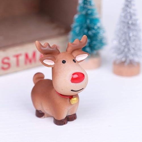 Miniatura 6 de Happyyami 5 figuras de reno de Navidad de alce en miniatura, decoraciones de alce de resina, adornos de escritorio para celebración de Navidad