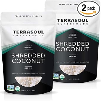 Terrasoul Superfoods Organic Coconut Flakes, 2 Lbs (2 Pack) - Medium Flakes | Unsweetened | Perfect for Baking