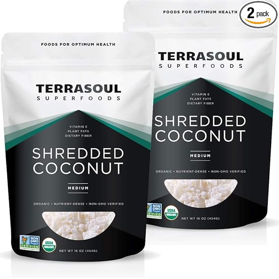 Terrasoul Superfoods Organic Coconut Flakes, 2 Lbs (2 Pack) - Medium Flakes | Unsweetened | Perfect for Baking