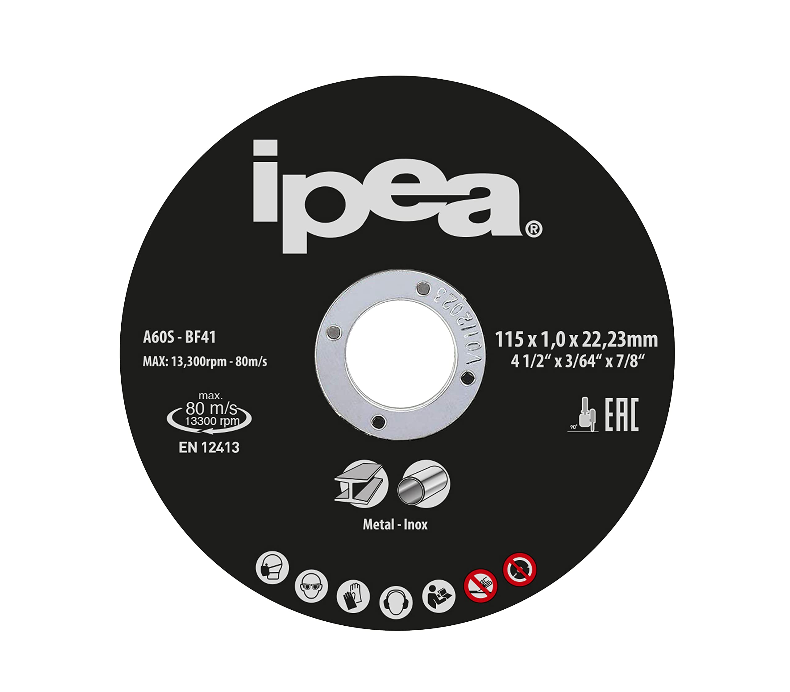 IPEA Dischi da Taglio in Metallo e Acciaio Inossidabile - 10 Pezzi - Disco per Smerigliatrice Angolare e Flessibile - Lame da Taglio per Metallo, Ferro, Alluminio - Misure 115 x 1 x 22 mm