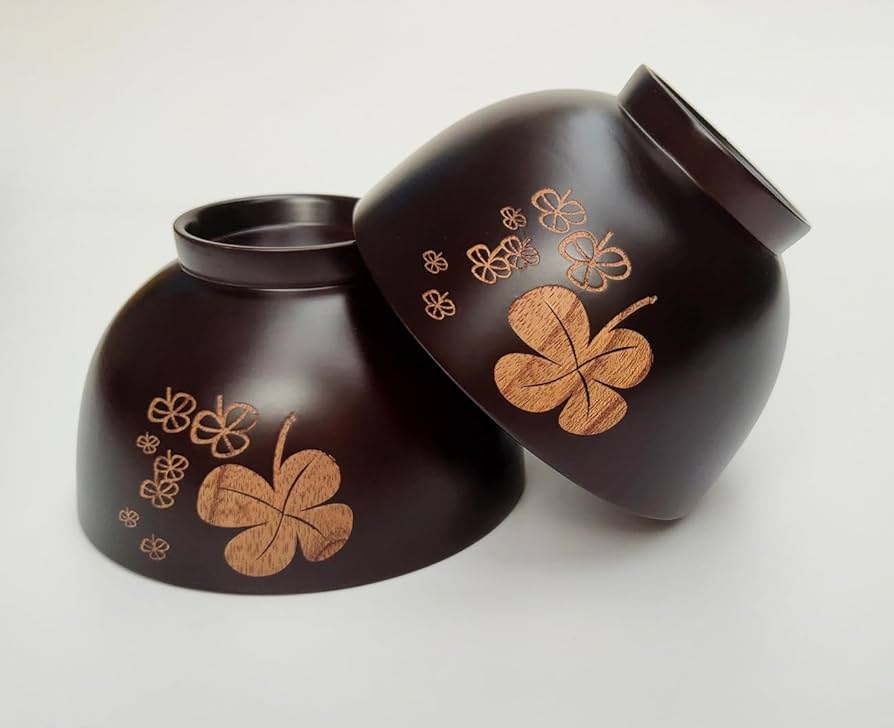 ろくろ舎 汁椀 2点セット 木製汁椀 黒と茶色 2個セット