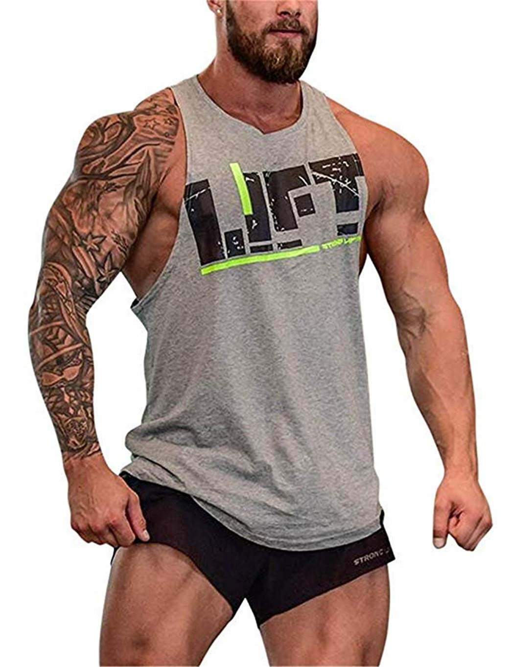 Mens Lift Bodybuilding Muscle Vest Tank Top Stringer Gym Sport and Casual Wear Workout Fitness
