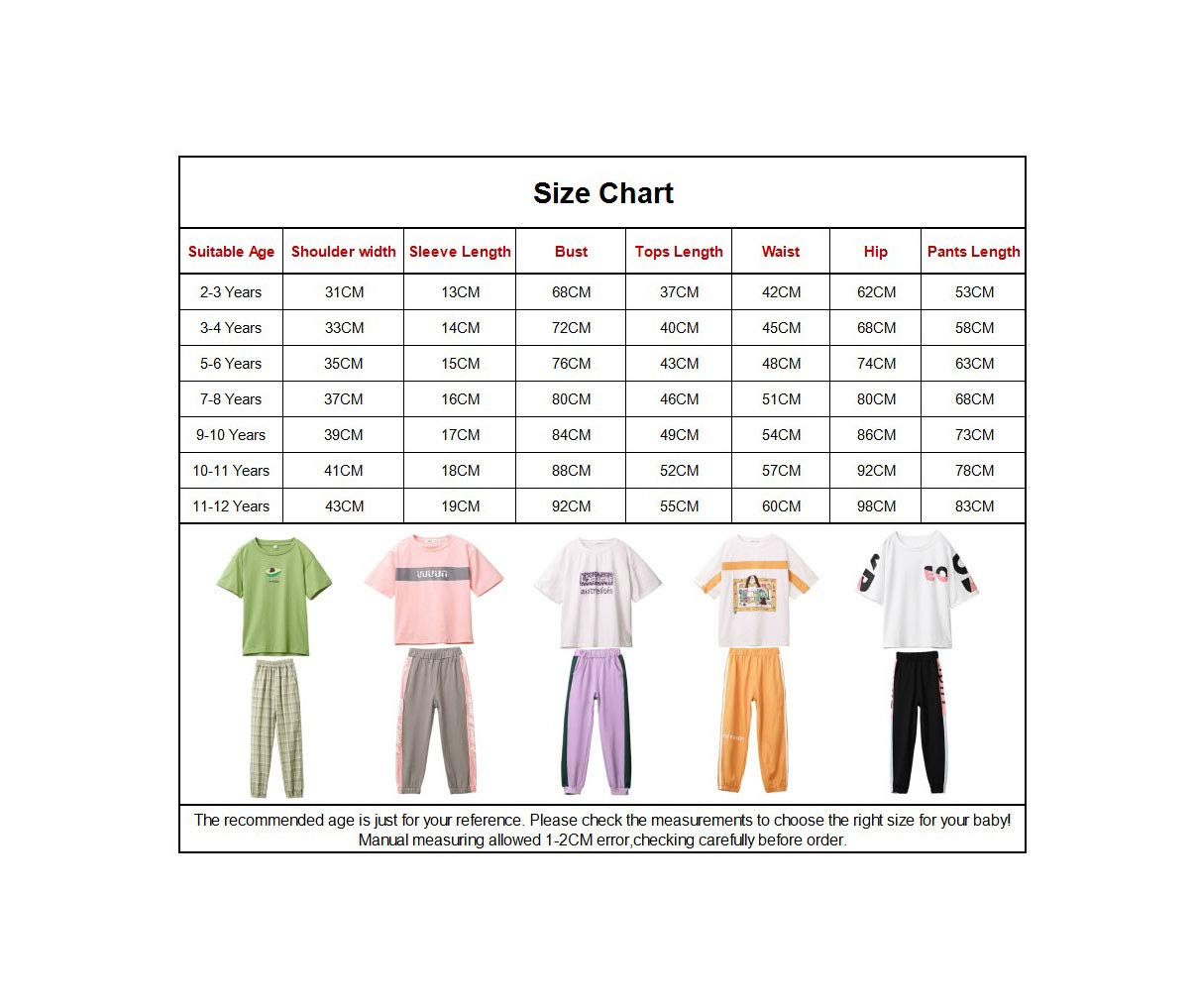 amropi Filles Ensembles Jogging Pantalon et Haut T-Shirt à Manches Courtes Eté Survêtement pour 3-12 Ans