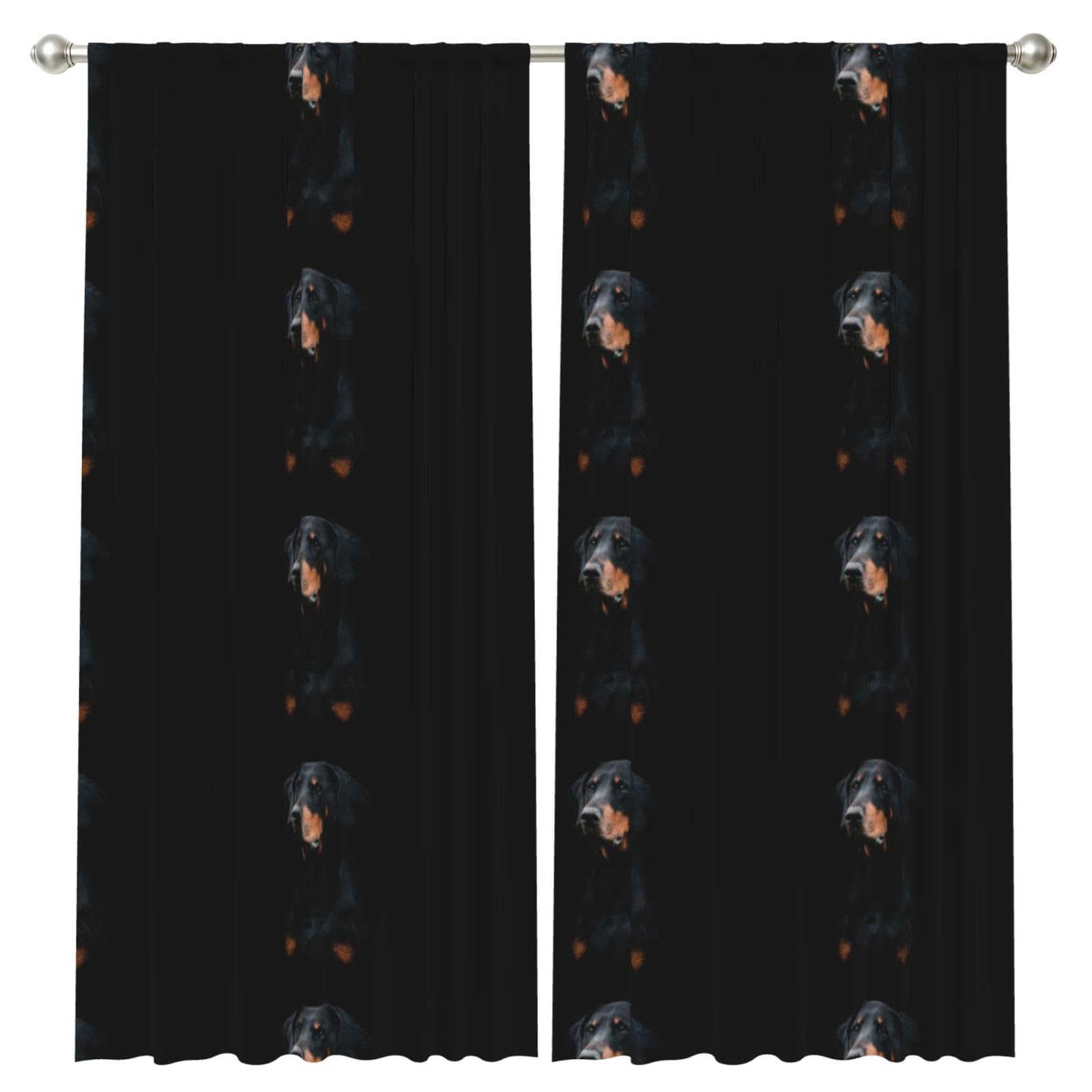 InOmak Doberman Pinscher Pets Dogs Black Dogs Doberman, 2 Panels Window Curtains 52 x 84 Inch Blackout Curtains for Living Room Bedroom