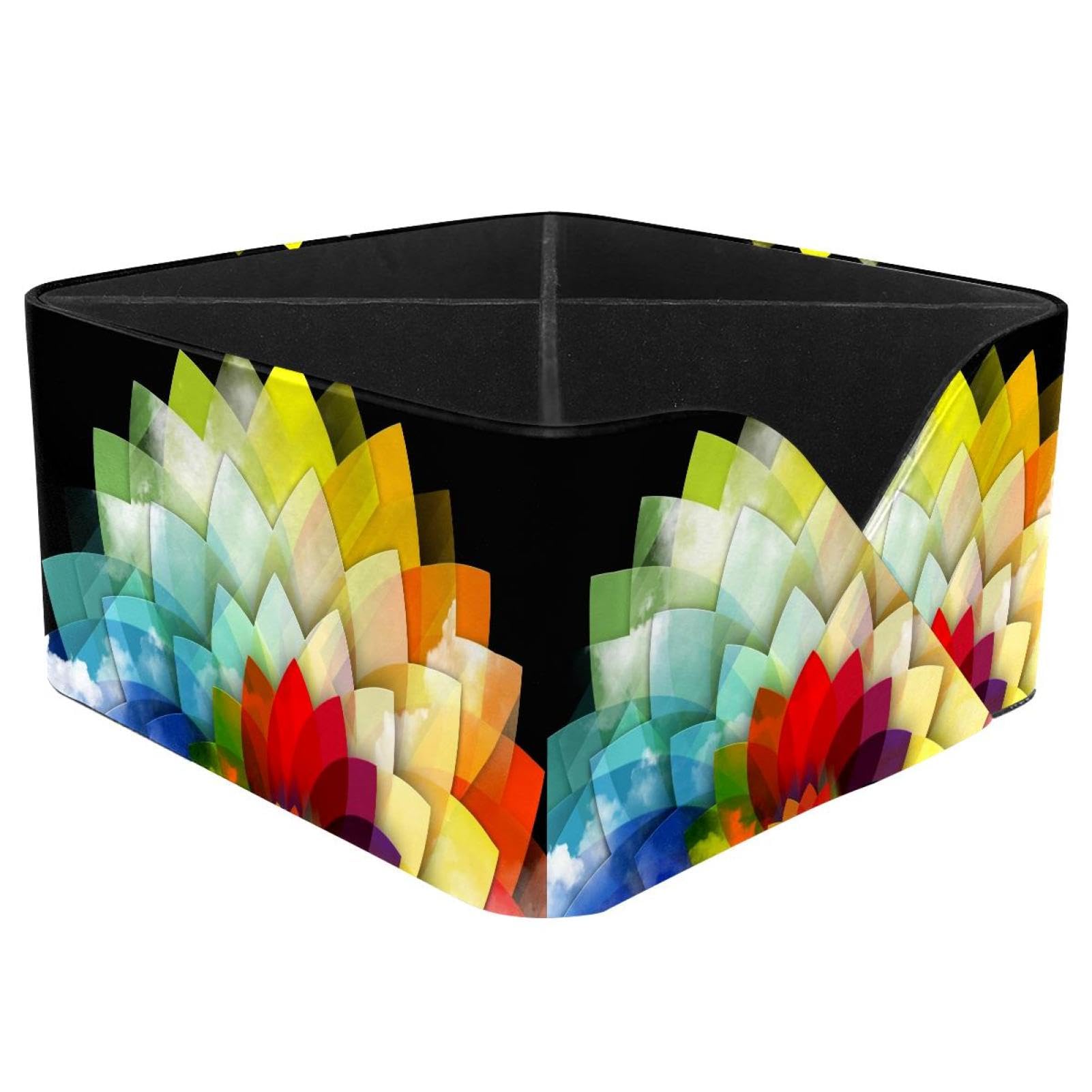 KengjuTesu Rainbow Flower Desktop Organizer Pen Holder, Rectangular Pencil Cup for Office, Study and Makeup Stations