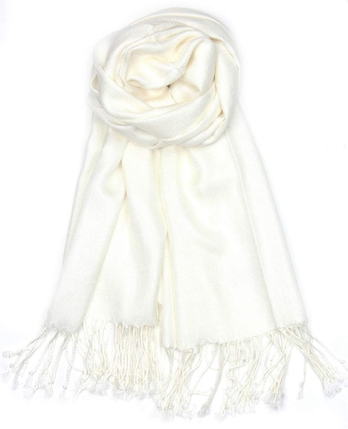 World of Shawls Super Soft Pashmina Shawl Scarf Wrap (Ivory Cream)