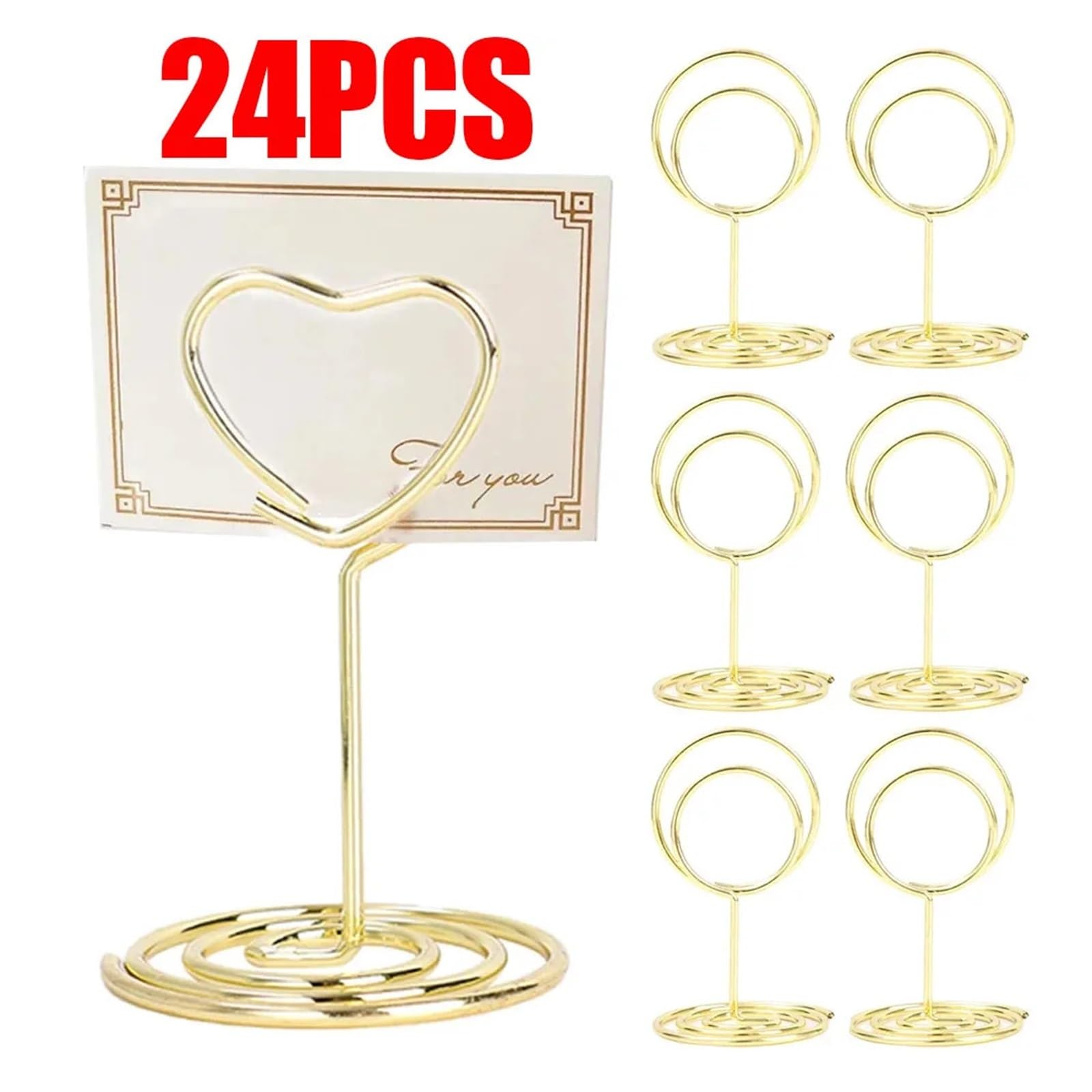 Kartenständer, 24/1PCS Metall Platzkartenhalter Steht Hochzeit Tisch Stehen Geburtstag Party Home Dekoration Lieferungen(Love,24PCS)
