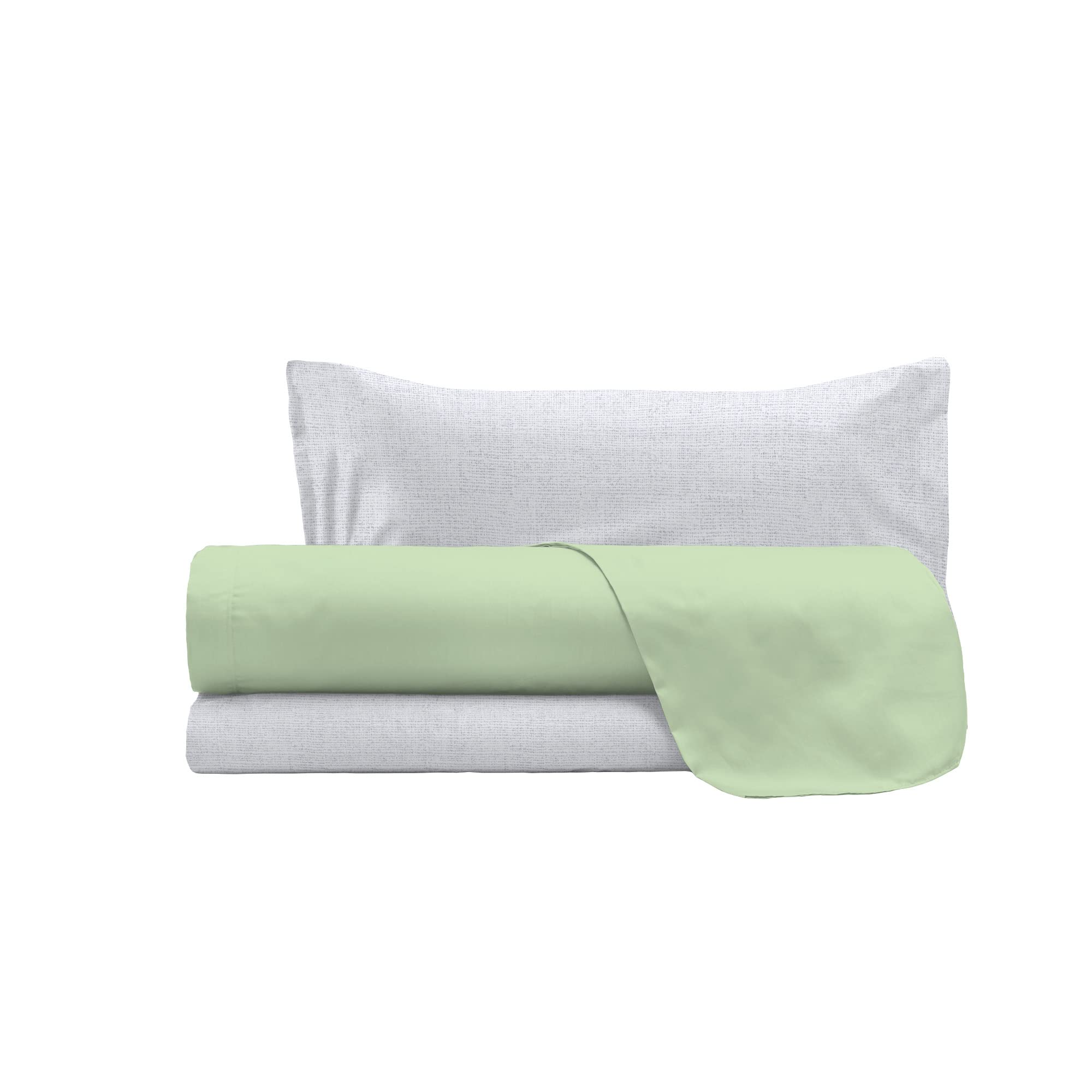 Trend Chic 100% Cotton Bed Set, Made in Italy, Single, Pistachio - Image 4