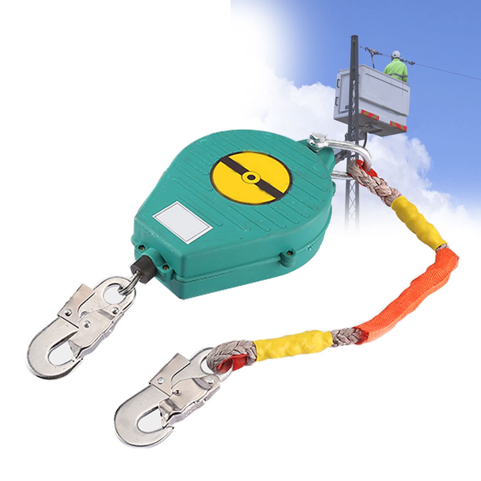 Dispositif Antichute Rétractable, Anti-Chute à Rappel Automatique avec Double Autobloquant pour Construction Industrielle Harnais, Protection Antichute Équipement Charge: 150kg, 3-20m(Size:3m)
