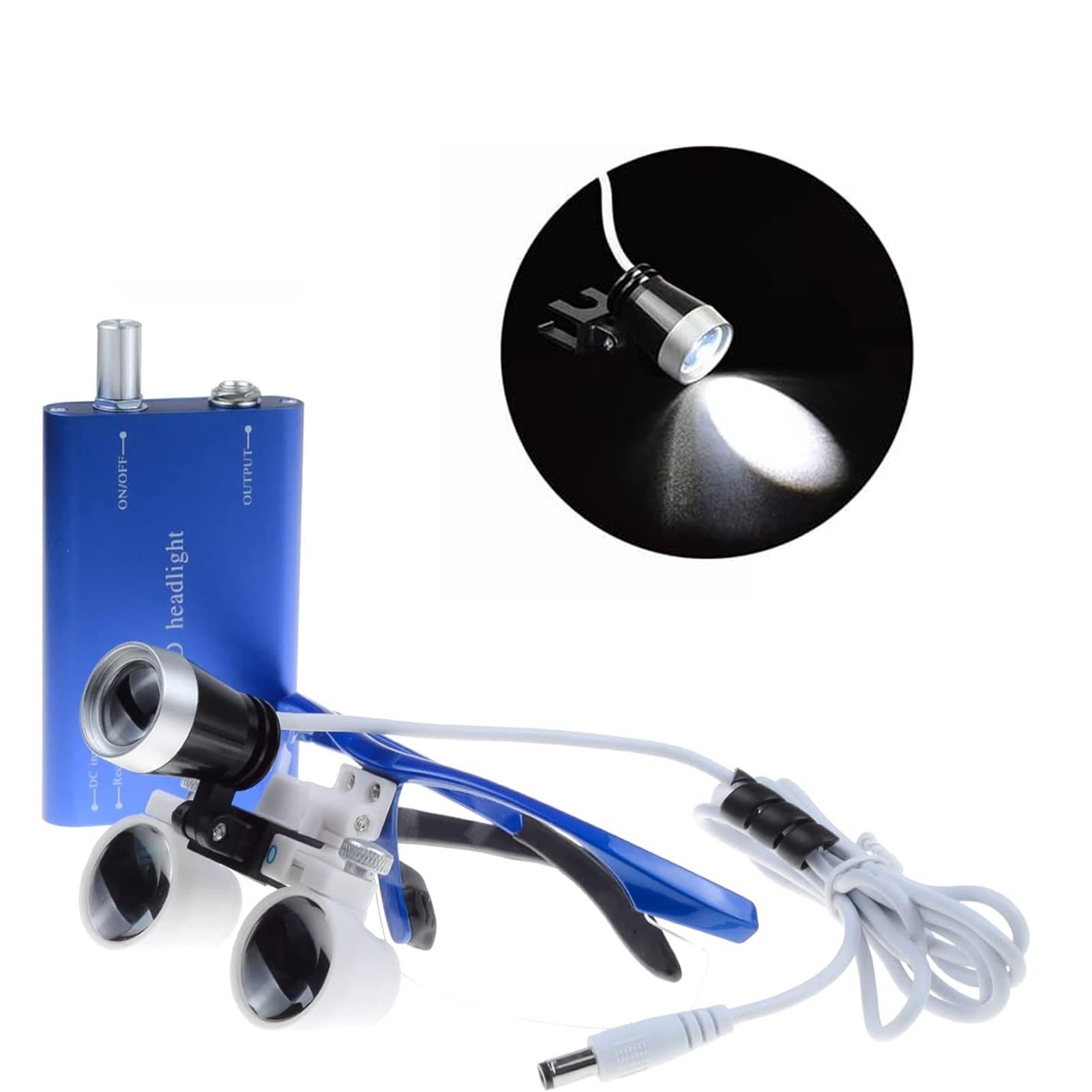 Loupe Binoculaire Chirurgicale, 2,5 X 3,5 X Loupes Chirurgicales Dentaires Avec Phare Haute Luminosité + Boîte En Aluminium, Avec Pince À Fermoir Loupes Dentaires Pour Dentiste ( Color : Silver , Size