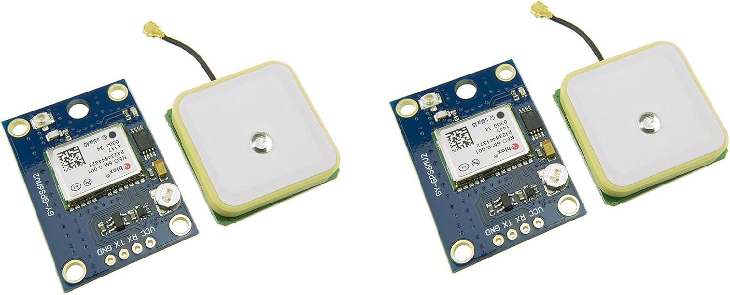 2-Pack GY-NEO6MV2 NEO-6M GPS Flight Controller Module 3V-5V with Super Ceramic Antenna for Arduino EEPROM APM 2.5