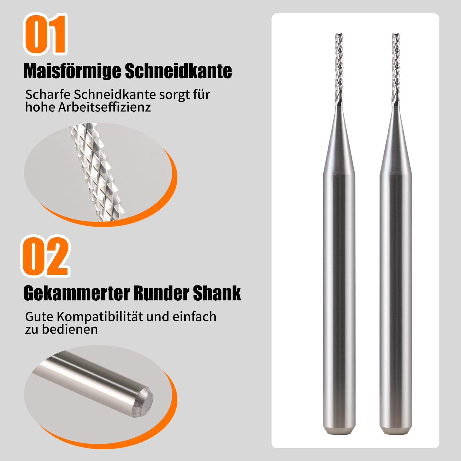 EU_HOZLY Lot de 10 embouts de gravure en carbure de tungstène pour machine de circuit imprimé CNC 3,175 mm 0,6 mm