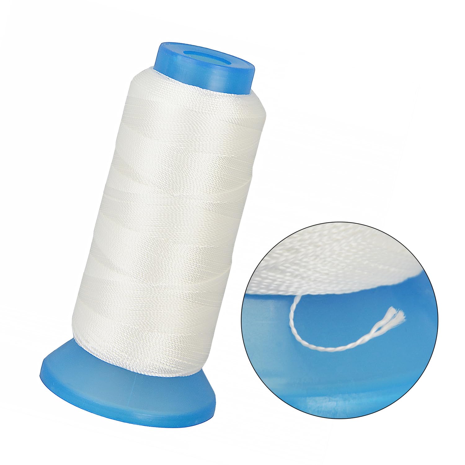 White Weaving Thread 1500 Yards 210D High Strength Polyester Thread for Wig Making & Hair Extension Sewing (White) - Image 3
