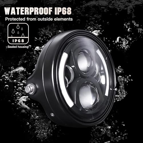 Miniatura 4 de LEDOPPO Luces LED redondas de 7 pulgadas para motocicleta con cubeta de vivienda, DRL, luces de señal de giro ámbar, luz de haz de luz para