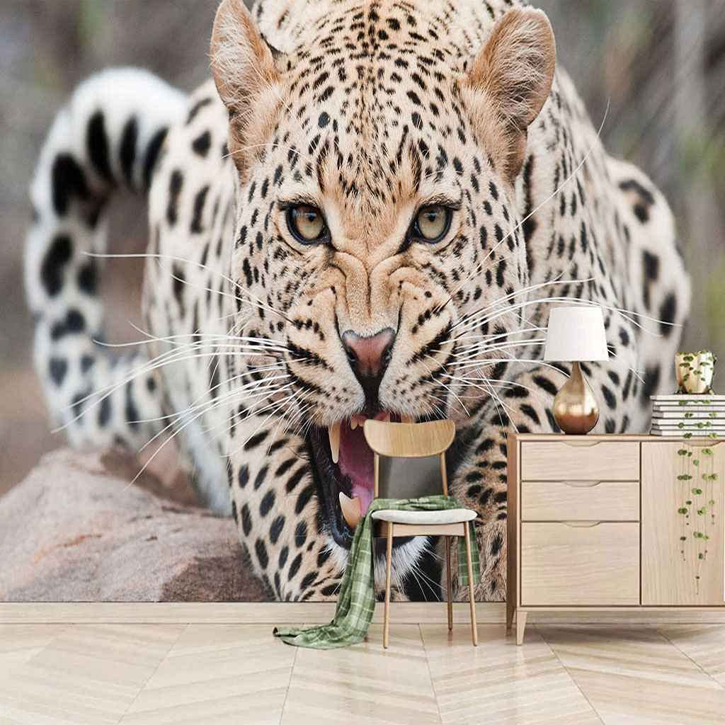 Papier peint guépard 3D pour décoration murale de salon et bureau chic