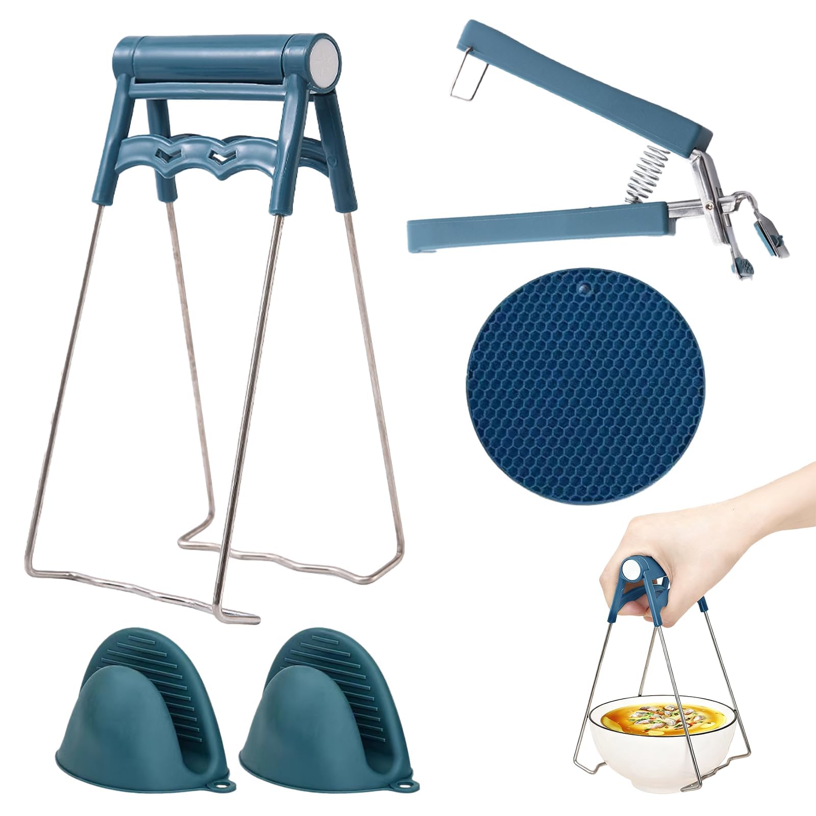 4PCS Hot Plate Gripper Set, Bowl Lifter Tongs, Air Fryer Accessories Kit