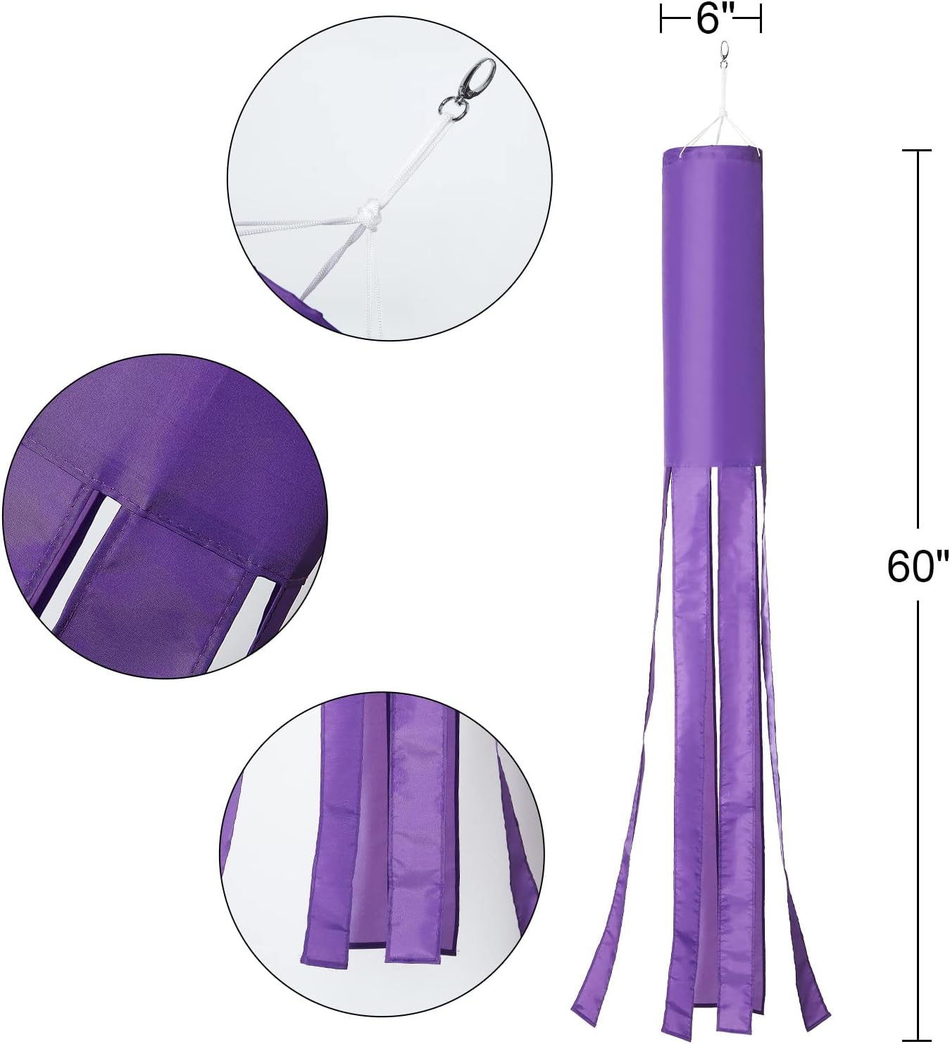 stidsds Solid Purple Flag Windsocks Plain Purple Color Flags Wind Socks Heavy Duty Hanging Garden Yard Outdoor Decoration 60 Inch(2 Pack)