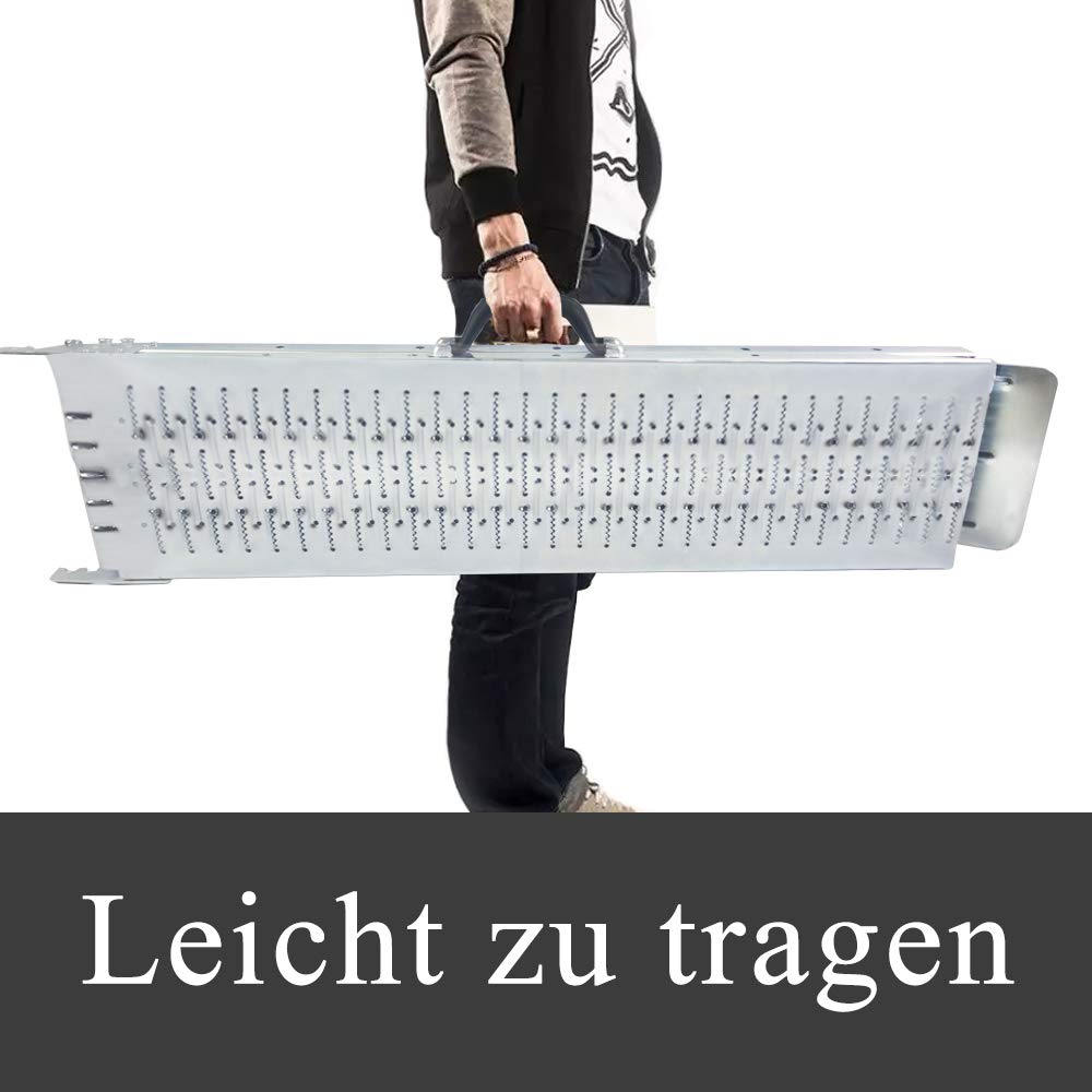 YUENFONG 2 x Faltbare Alu Auffahrrampe Klappbar Faltbare Rampe Verladerampen Motorradrampe Verladeschiene Verladerampe Auffahrschiene, 400 kg/Paar Traglast