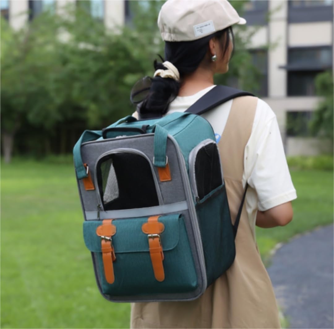 Bolsa de Viaje para Mascotas, Mochila Portátil De Gran Capacidad para Gatos Pequeños, Medianos, Perros Y Cachorros con Malla Transpirable Viajes al Aire Libre(B)