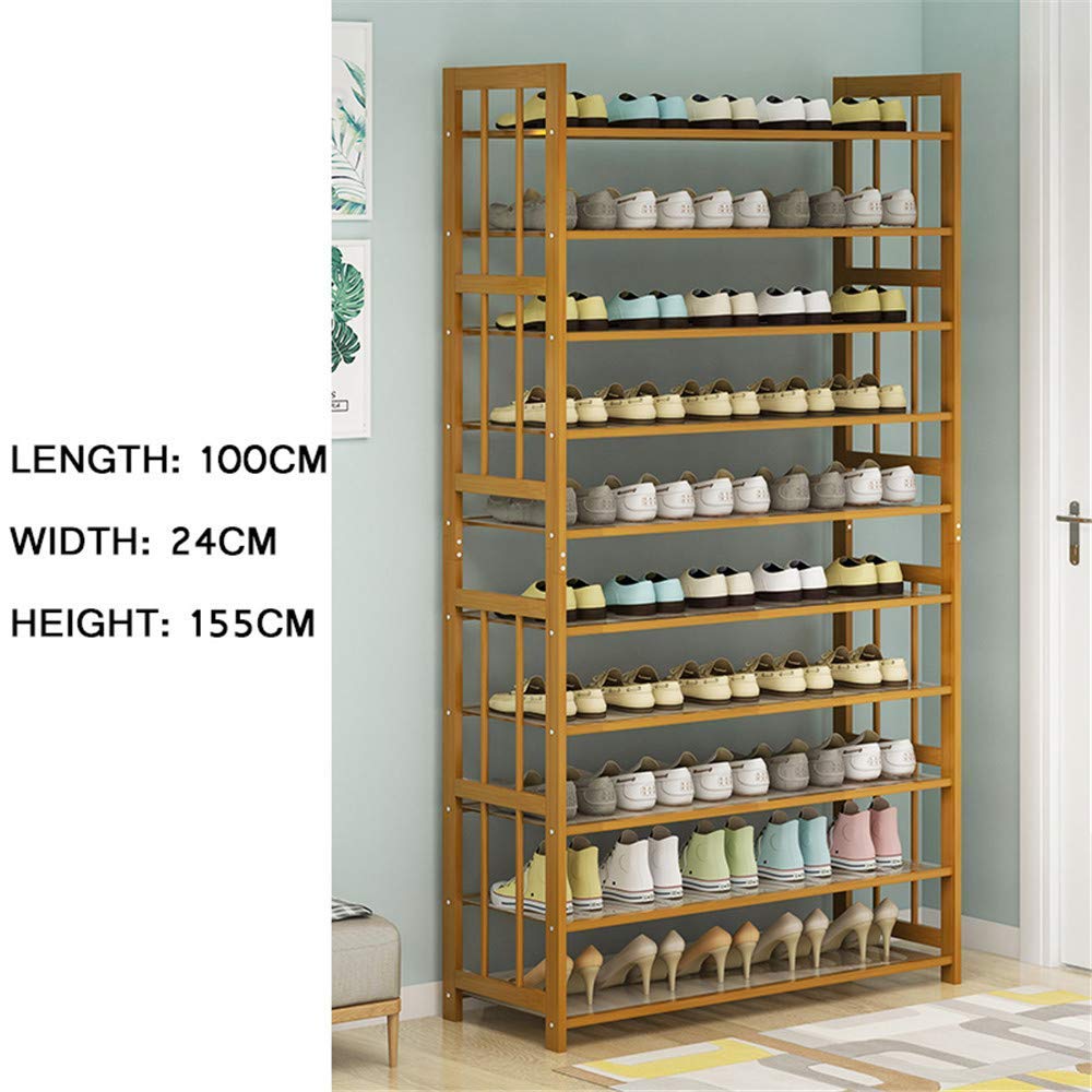 Drewniany organizer na buty, 10-poziomowa, odporna na kurz, półka na buty do szybkiego montażu i przenośnego przechowywania (10 x 100 cm)