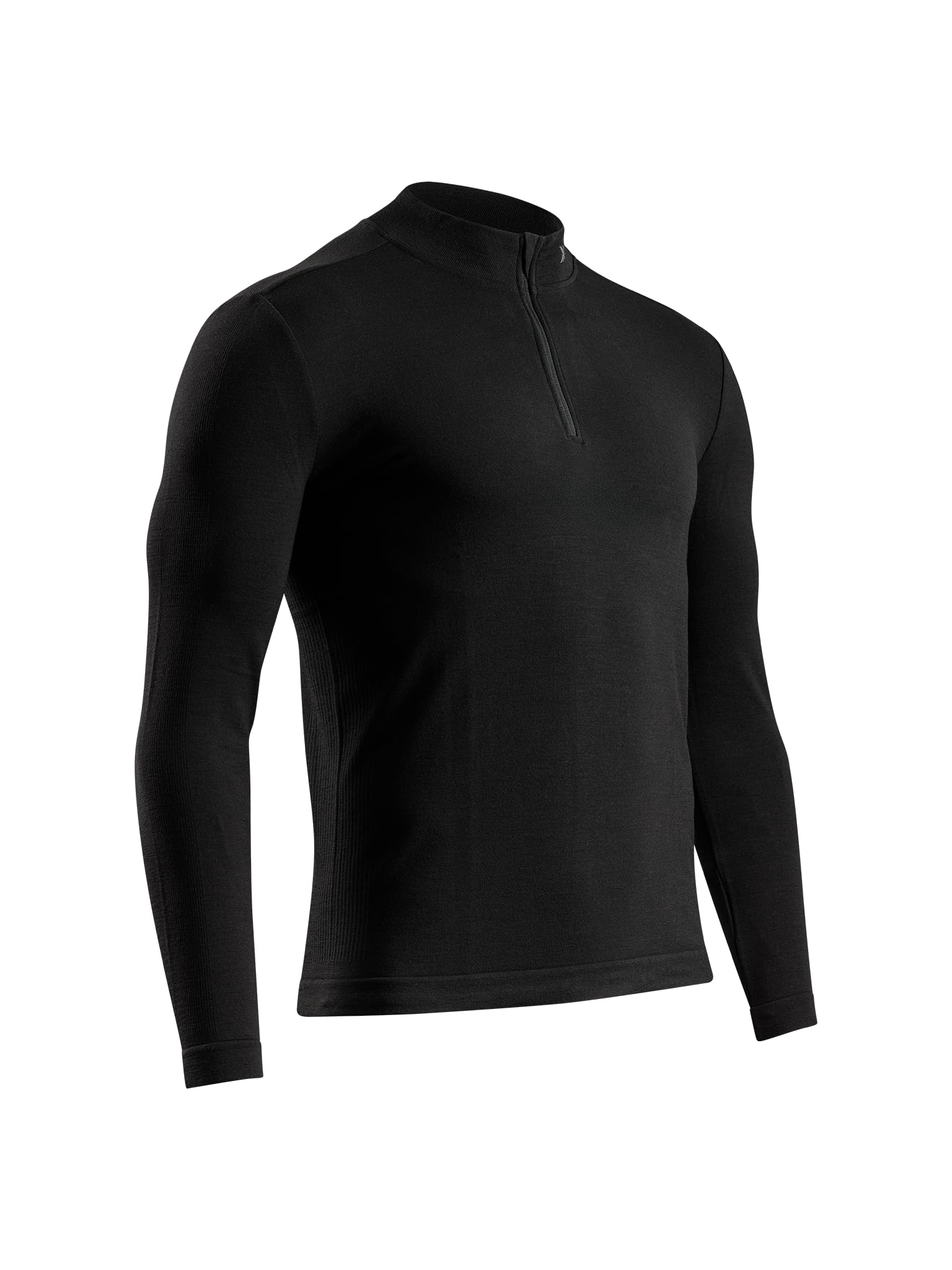 X-Bionic Camisa Manga Larga Hombre MIGHTYWOOL con Media Cremallera, Merino para Deportes de Invierno y Alpinismo, Termorregulación y Control de Humedad, Negro XL