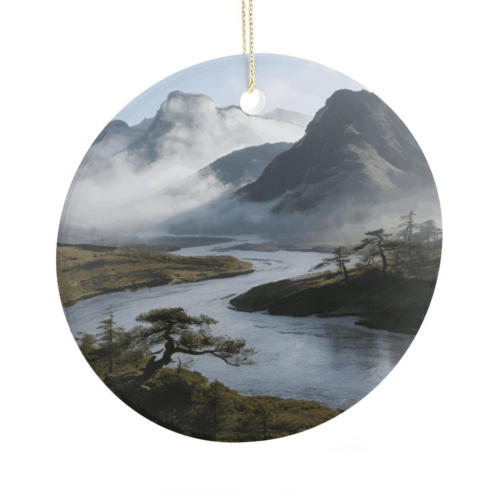 Fodpand Women's Style Sunrise Crossing Of The Smoke Hills Ceramic Christmas Ornament,Wall Hanging Decor Windows Hanging Decor Best Friend Birthday Gifts, Friendship Gifts Car Hanging Ornament Gift For Girls, Teacher