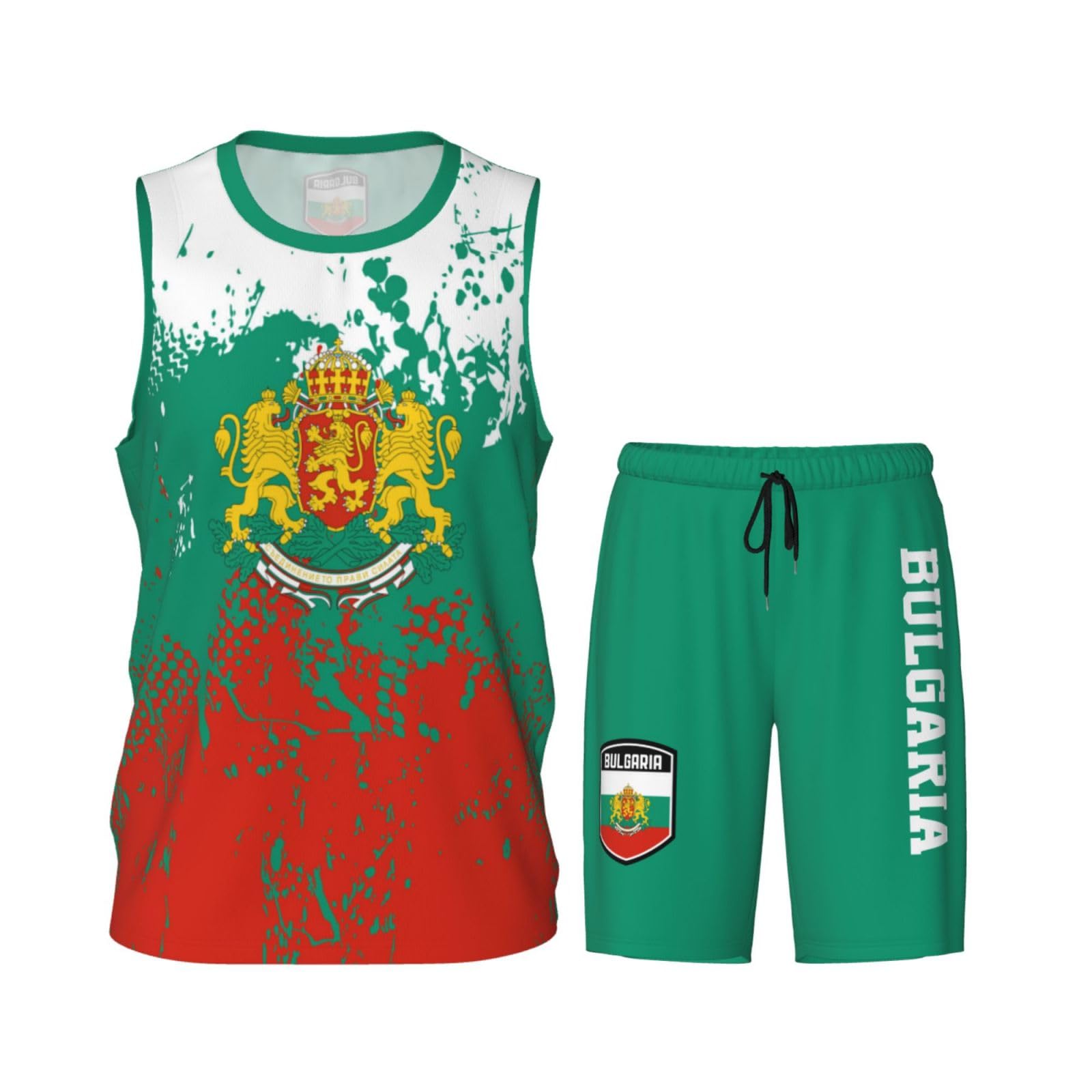 Bulgaria Flag Grain (2) Basketball Jersey Uniform Suit for Men Women Adults Training Athletic Set
